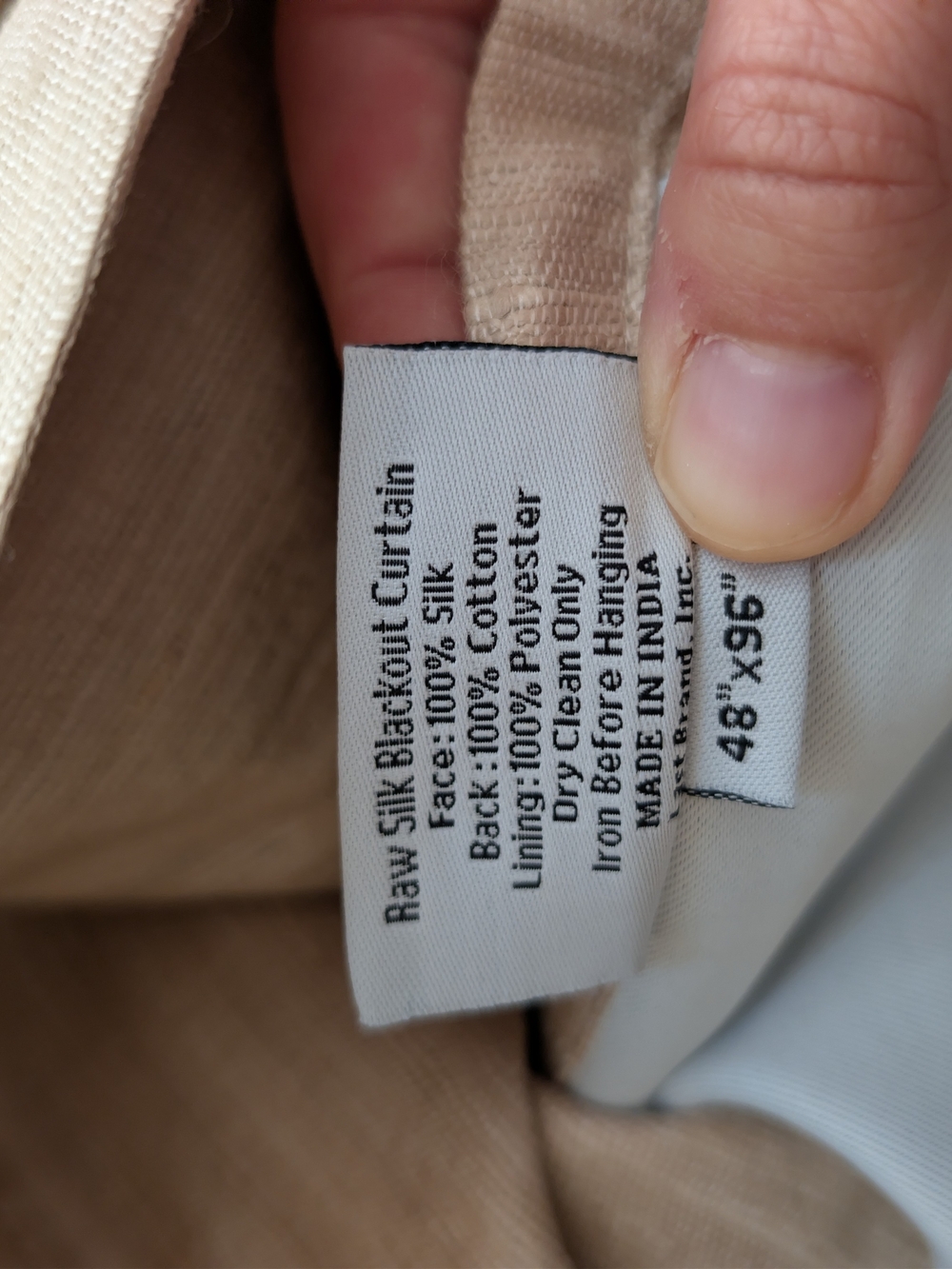 Quince NWOT 100% Raw Silk Curtain Blackout 1 Panel 48x96 Oatmeal/Peachy Color - Picture 2 of 2